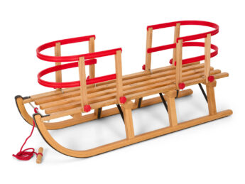 Gloco Classic Davos Wooden Snow Sledge 110 cm XXL Longseat Twin Set