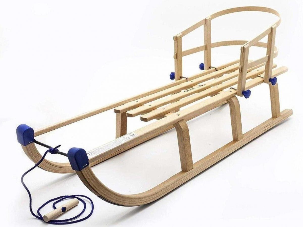Wooden Snow Sledge 110 cm Davos with Backrest - Snow Sleds