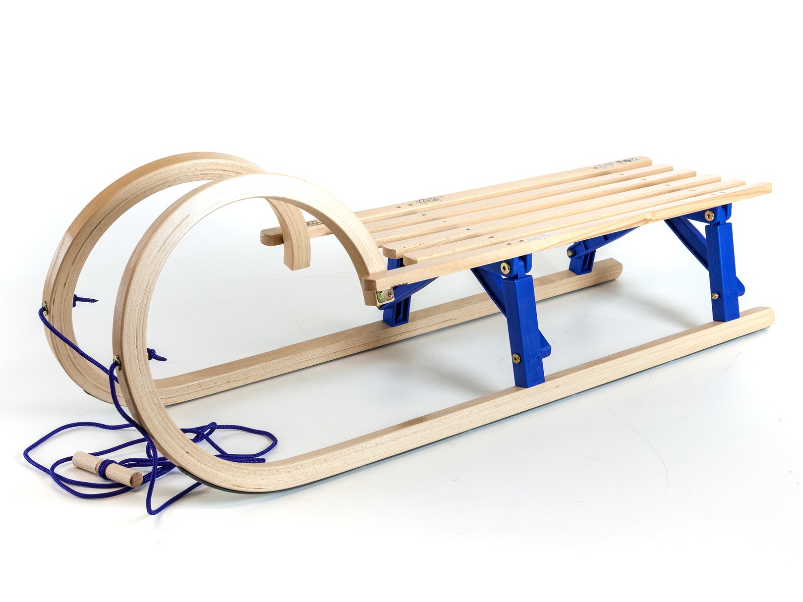 Folding Wooden Snow Sledge Traditional Horned 110 cm - Snow Sleds Online