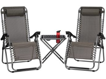 Portable Camping Picnic Tray Table And 2 Chairs Folding Furniture Set