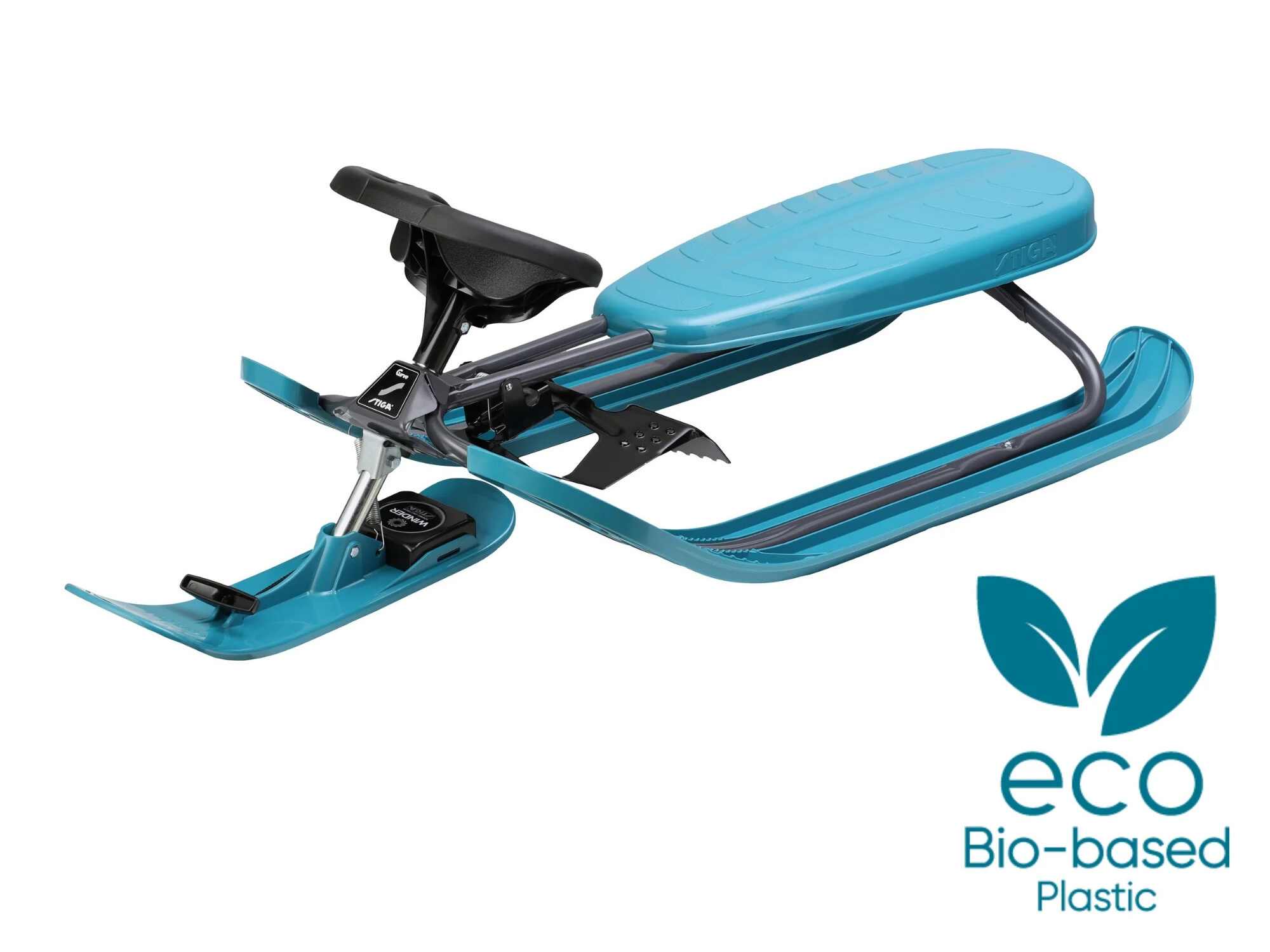 Stiga Snowracer Curve Bio Steering Sled Graphite/Aqua