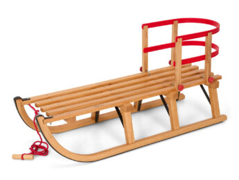 Gloco Sirch Wooden Snow Sledge Davos 100 cm Long Seat with Backrest