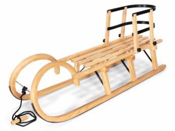 Gloco Sirch Horned Wooden Sledge 115 cm Ash Wood with Backrest black