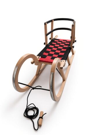 Alternative view of Horned Wooden Snow Sledge 110 cm Fabric Seat with Backer black